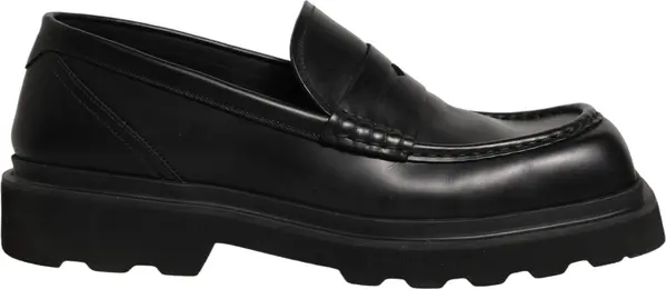 Black Calfskin Leather Men Dress Loafer Shoes