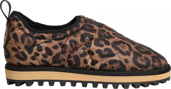 Brown Leopard Print Quilted Men Sneakers Shoes