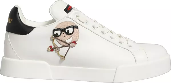 White Patch Calfskin Nappa Portofino Sneakers Shoes