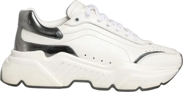 White Silver Daymaster Leather Low Top Sneakers Shoes