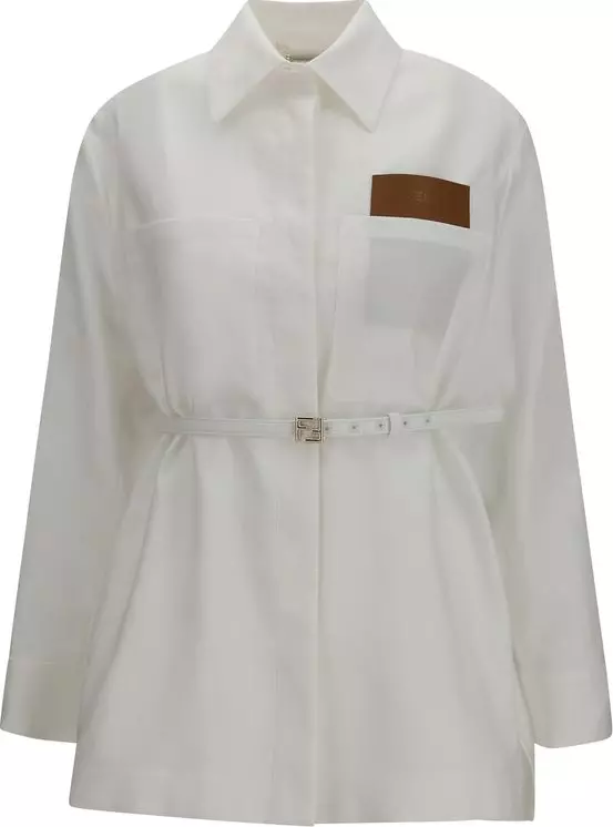 White Linen Full-Length Jacket