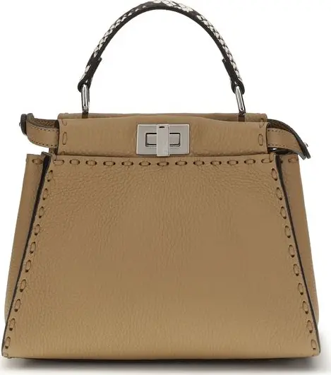 Beige Calf Leather Bos Taurus Handbag