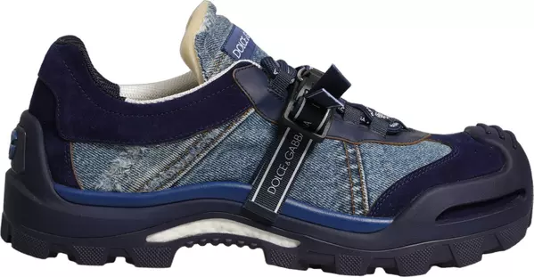 Blue Airmaster Panelled Low Top Denim Sneakers Shoes