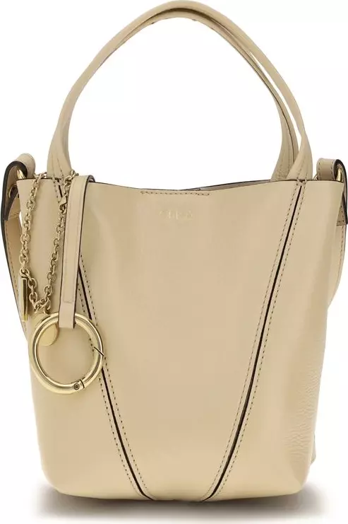 Beige Calf Leather Bos Taurus Shoulder Bag