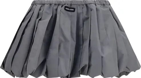 Gray Polyester Mini Skirt