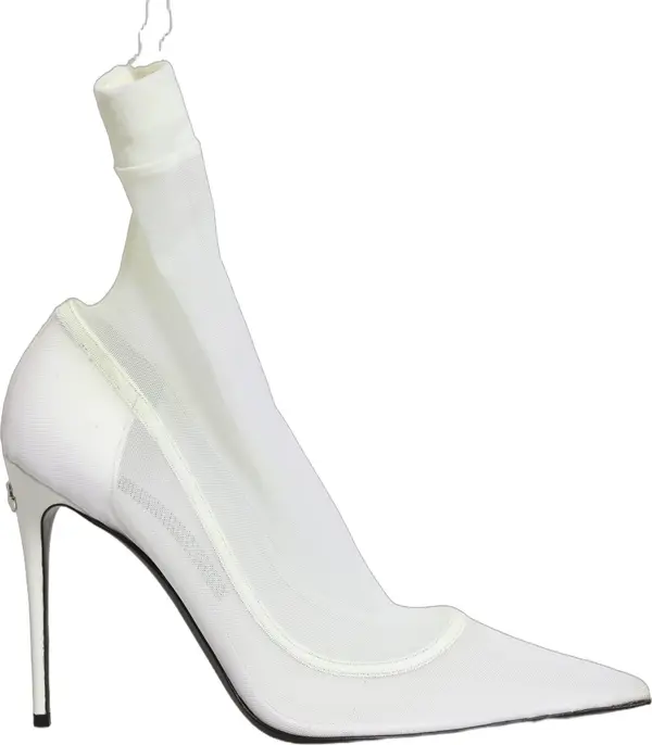 White Tulle Stretch Mesh Sock Boots Shoes