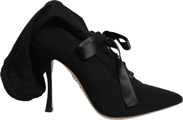 Black Stiletto Heels Mid Calf Boots Shoes