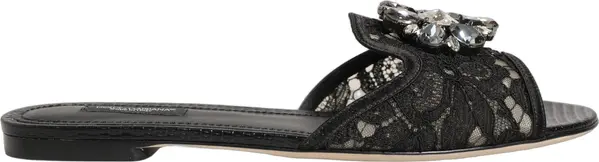 Black Devotion Lace Flats Slip On Shoes