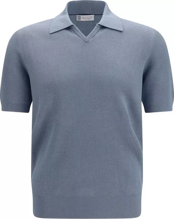 Blue Cotton Polo Shirt