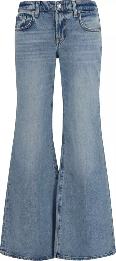 Blue Cotton Flared Jeans