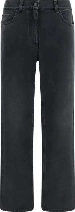 Black Cotton Straight-Leg Jeans