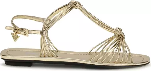 Gold Calf Leather Bos Taurus Flat Sandals