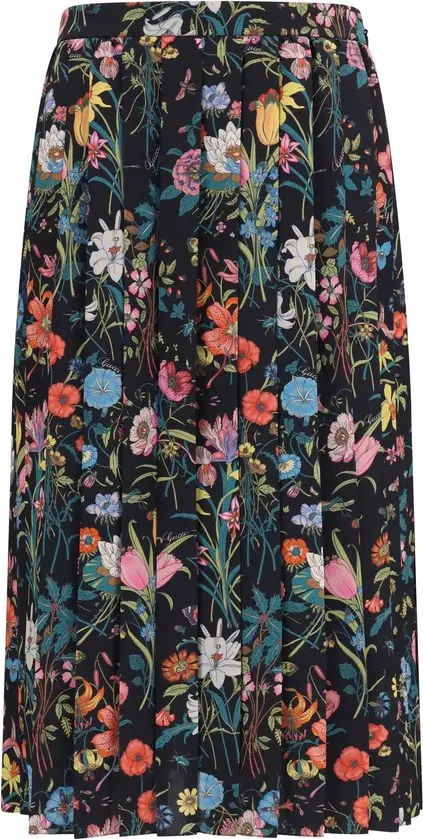 Multicolor Silk Midi Skirt