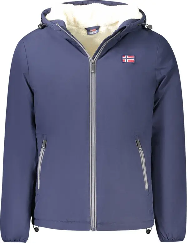 Blue Polyester Men's Jacket