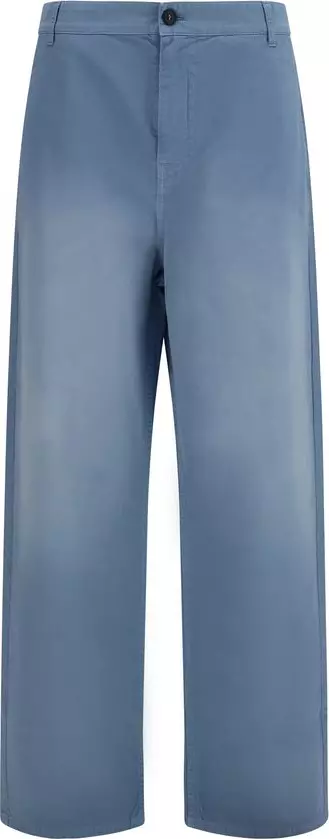 Blue Cotton Casual Pants