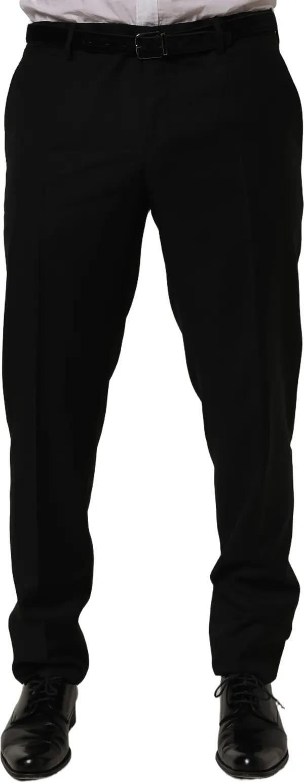 Black Wool Skinny Leg Dress Trouser Pants
