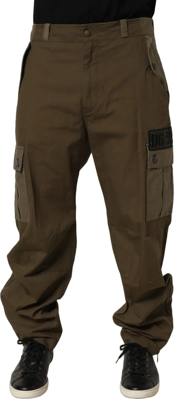 Brown Mid Waist Straight Cargo Trouser Pants