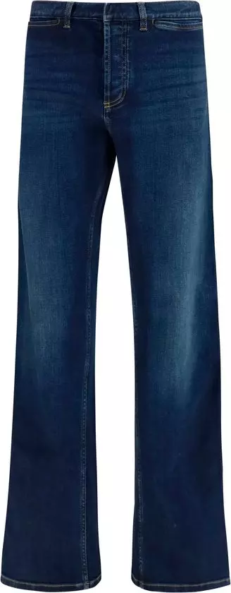 Blue Cotton Flared Jeans