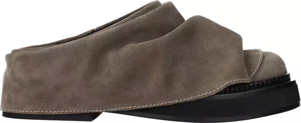 Gray Leather Slippers