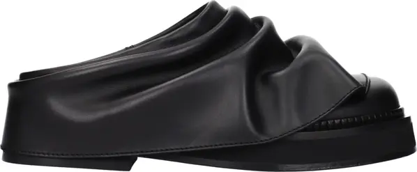 Black Leather Slippers