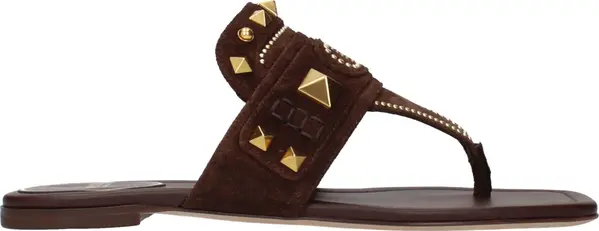 Brown Leather Flip-Flop Sandals