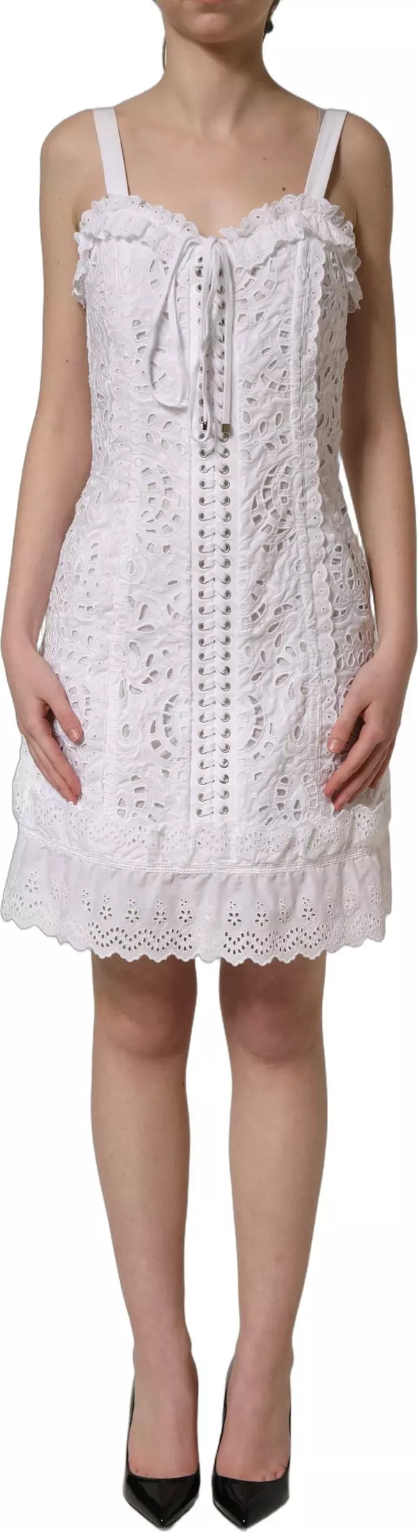 White Broderie Anglaise Cotton Mini Dress