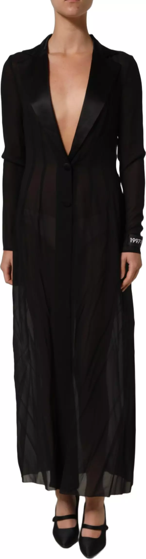 Black Silk Sheer Chiffon Long Maxi Dress