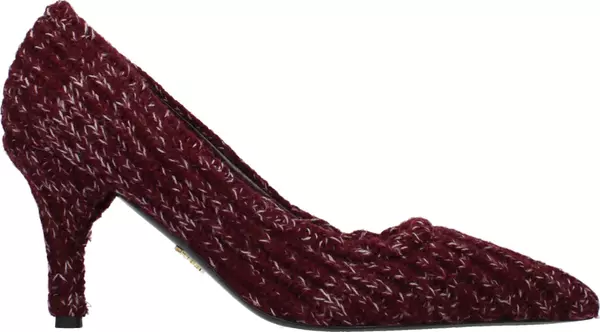 Red Fabric Mid Heel Pumps