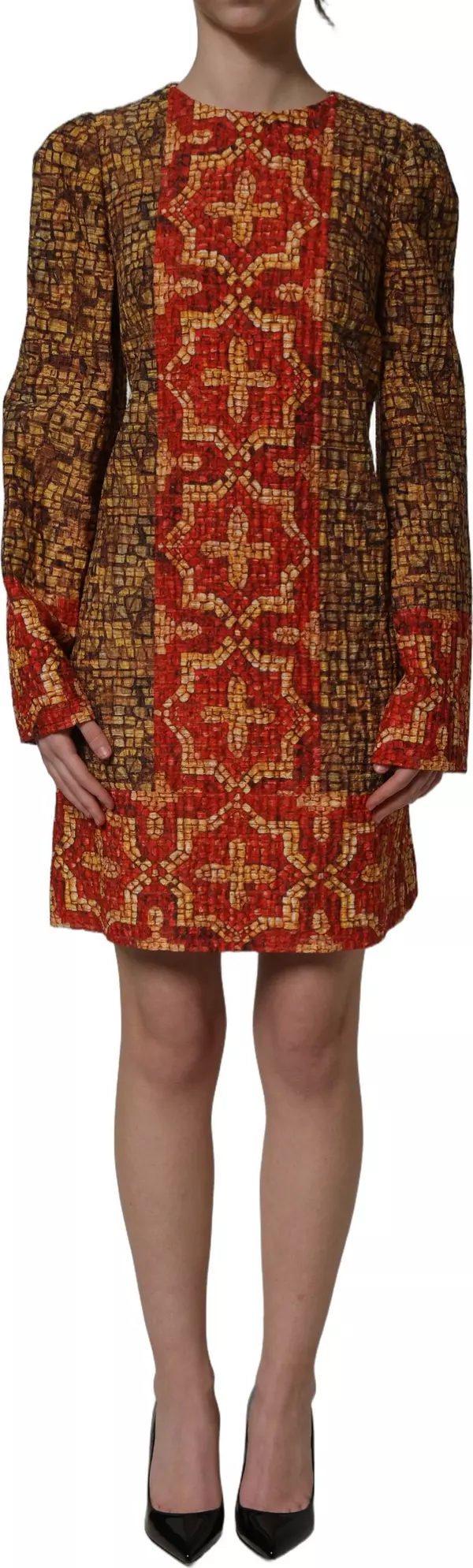 Multicolor Mosaic Long Sleeves Mini Dress