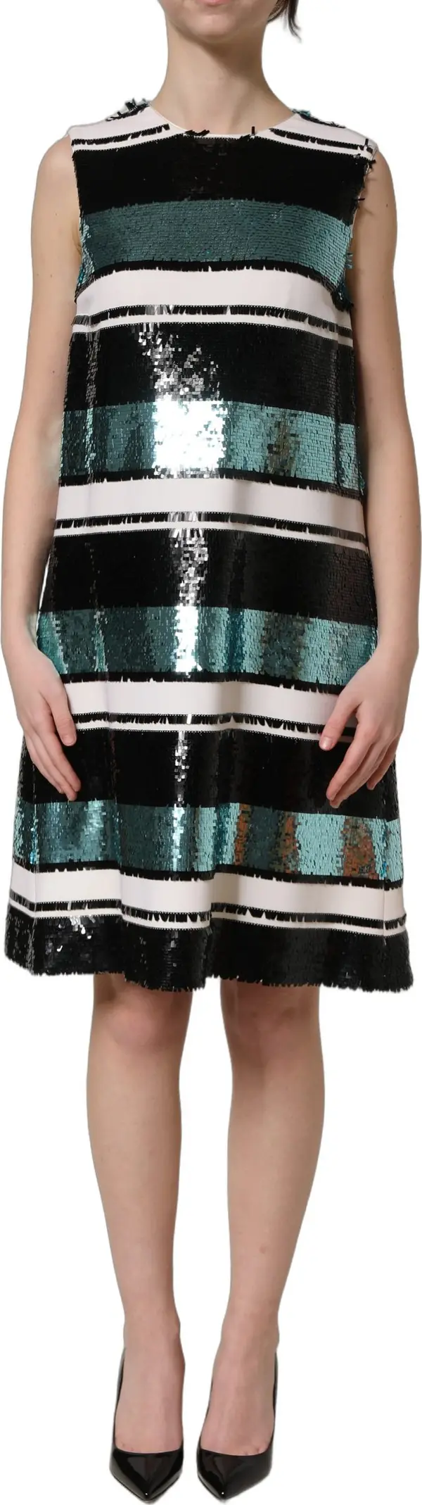 Multicolor Sequined Sleeveless Shift Dress