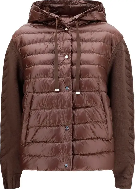 Brown Polyester Full-Length Jacket