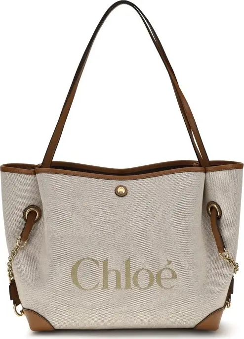 Beige Cotton Shoulder Bag