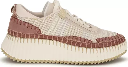Beige Nylon Chunky Sneakers