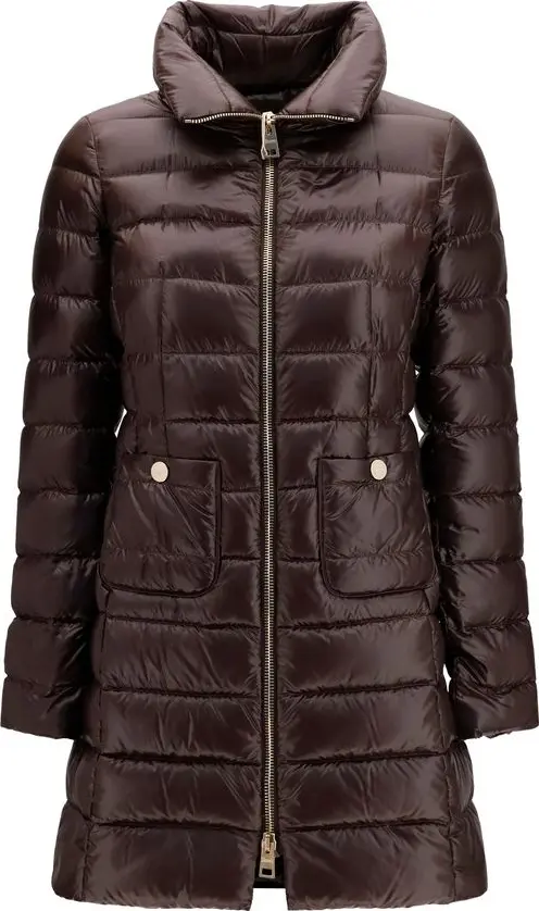 Brown Polyamide Full-Length Jacket