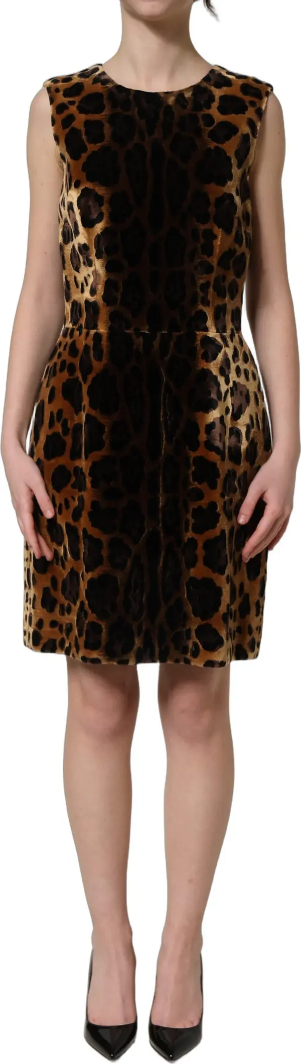 Brown Leopard Sleeveless Sheath Mini Dress