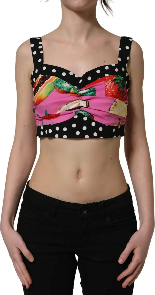 Multicolor Silk Cropped Bustier Corset Top