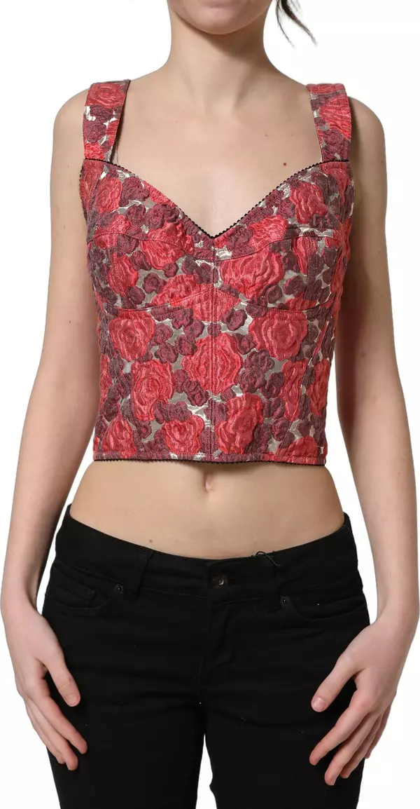 Multicolor Floral Cropped Bustier Tank Top