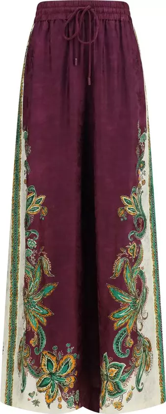 Purple Viscose Casual Pants