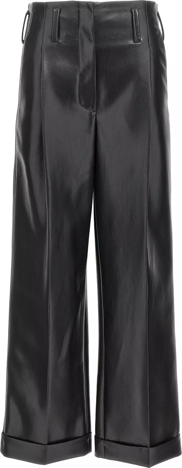 Black Polyester Casual Pants