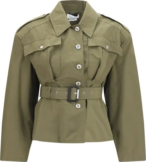 Bicolor Cotton Full-Length Jacket