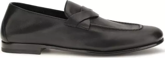 Black Calf Leather Bos Taurus Slip-On Loafers