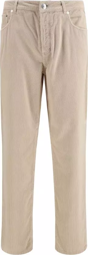 Beige Cotton Casual Pants