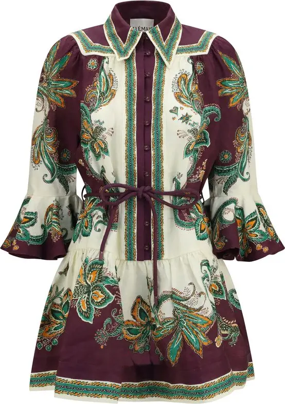 Multicolor Linen Casual Dress