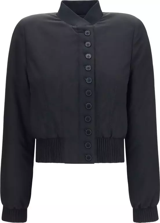 Black Polyester Bomber