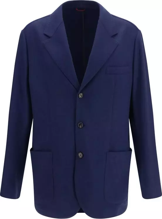 Blue Cashmere Full-Length Jacket