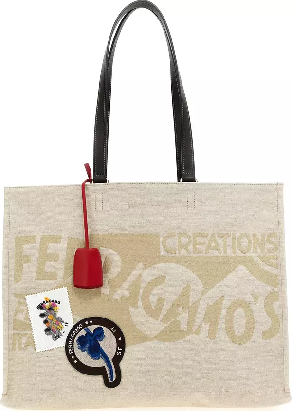 Beige Fabric Tote Bag