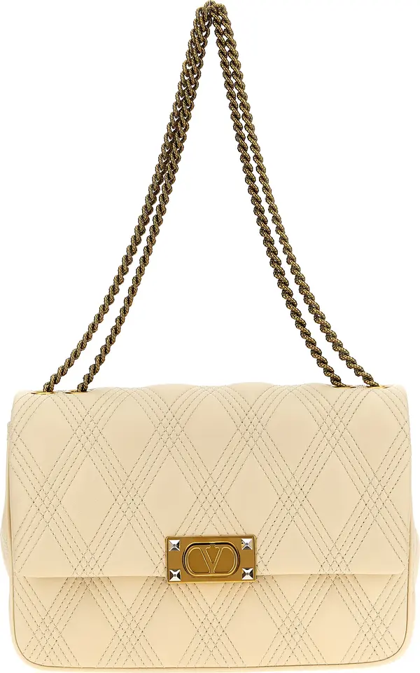 White Lamb Leather Shoulder Bag