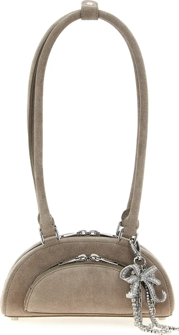 Gray Lamb Leather Shoulder Bag