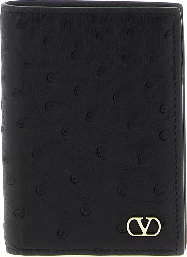 Black Ostrich Skin Cardholder