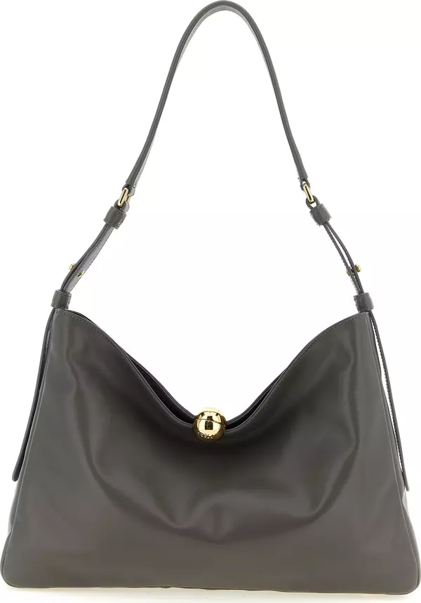 Gray Calfskin Shoulder Bag